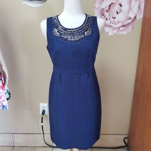 Chetta B Blue Neckline Embellished Dress